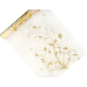 Party Deco Chemin de table creme avec motifs arabesque or Long. 9metres