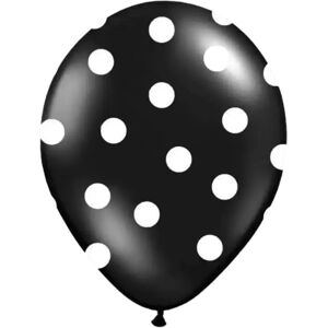 Party Deco Ballons noirs avec motifs ronds blancs (Lot de 6)