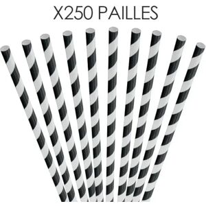 Utopia Paille papier rayee noire 20cm /ø6mm (250 pcs)