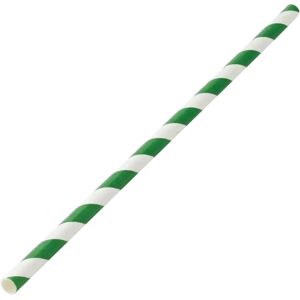 Utopia Paille papier rayee verte 20cm / ø6mm (250 pcs)