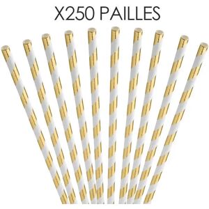 Utopia Paille papier rayee Or/Gold 20cm /ø6mm (250 pcs)