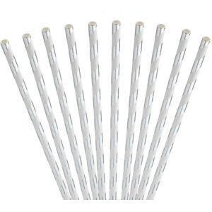 Utopia Paille papier rayee Argent/Silver 20cm /ø6mm (250 pcs)