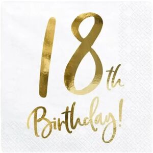 Party Deco Serviette en papier 18th Birthday (Lot de 20)