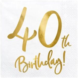 Party Deco Serviette en papier 40th Birthday (Lot de 20)