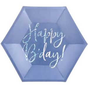 Party Deco Assiette en papier bleu Happy Birthday (Lot de 6)