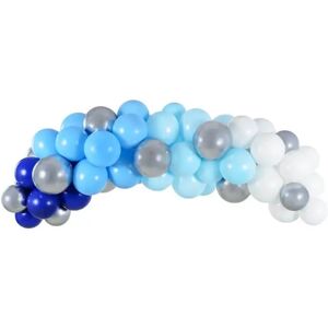 Party Deco Demi Arche de Ballons couleur Bleu, Blanc et Argent