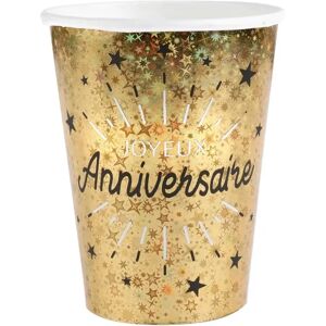 Santex Gobelet Joyeux Anniversaire Or (lot de 10)