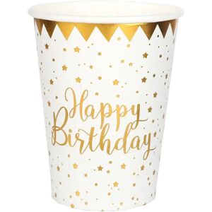 Santex Gobelet Happy Birthday Or/Blanc (lot de 10)