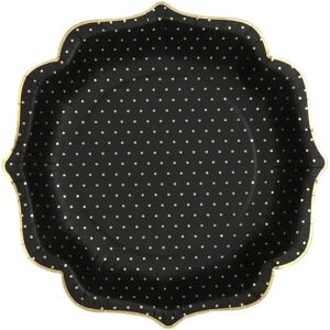 Santex Assiette Originale Noire a Pois Or (lot de 10)