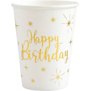 Santex Gobelet Blanc Happy Birthday Or (lot de 10)