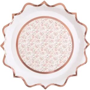 Party Deco Assiette en papier fleurie Rose - Lot de 10