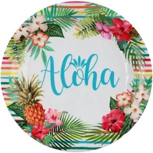 Assiette en carton Aloha ø23cm - Lot de 10