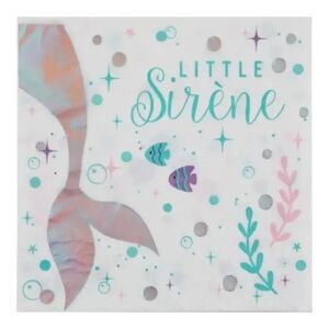 Serviette en papier Petite Sirene - Lot de 20 - 16.5x16.5cm