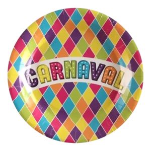 Assiette en carton Carnaval ø23cm - Lot de 10