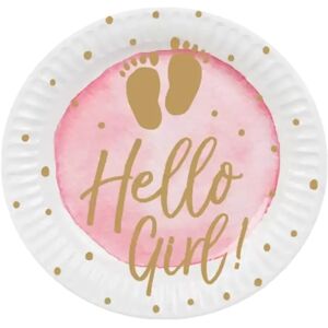 boland Assiettes en carton Hello Girl roses (lot de 10)