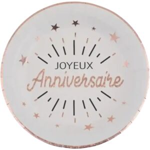 Santex Assiette Joyeux Anniversaire Or Rose (lot de 10)