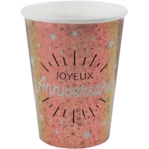 Santex Gobelet Joyeux Anniversaire Or Rose (lot de 10)