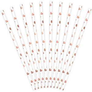 Party Deco Pailles en papier blanches+motif coeur rose gold - LOT DE 10