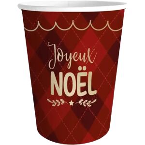 Gobelet Rouge a Carreaux Joyeux Noel - Lot de 6