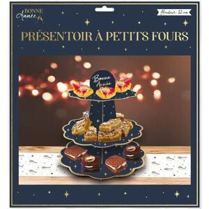 Presentoir a Petits Fours Bonne Annee Bleu Marine / Or