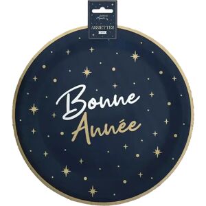 Assiette Bleu Marine et Or Bonne Annee - Lot de 6