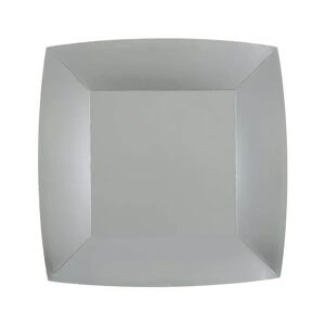 Petite Assiette Carree Argent 18cm - Lot de 10