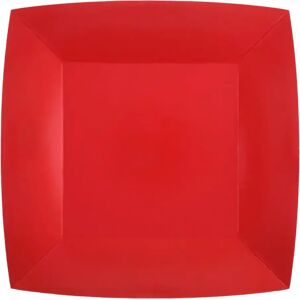 Petite Assiette Carree Rouge 18cm - Lot de 10