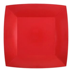 Grande Assiette Carree Rouge 23cm - Lot de 10