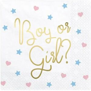 Party Deco Serviette en papier Boy or Girl avec motifs (Lot de 20)