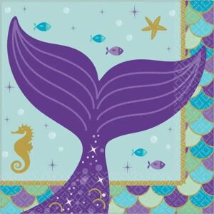 Amscan Serviette en papier Sirene Let's Shellebrate 25x25cm