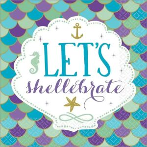 Amscan Serviette en papier Sirene Let's Shellebrate 33x33cm