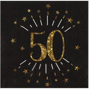 Santex Serviette en papier 50 ans Noir/Or (lot de 10)