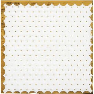 Santex Serviette Blanche a Pois et Dorure Or (lot de 20)