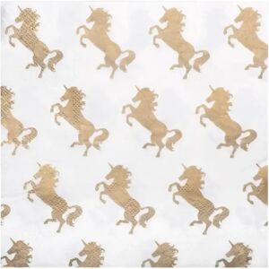 Serviettes en papier Licorne blanches et dores (lot de 20)