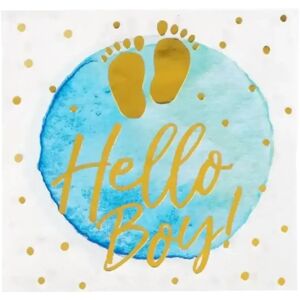 Serviettes en papier Hello Boy bleues(lot de 20)