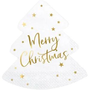 Party Deco Serviette en papier forme Sapin Merry Christmas (Lot de 20)