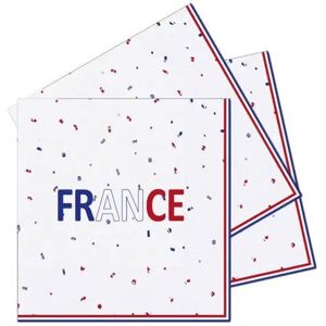 LOT 16 SERVIETTES - ALLEZ LA FRANCE - BLEU BLANC ROUGE 33CM