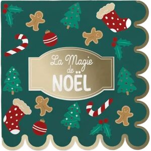 Serviette Verte a Motifs Magie de Noel - Lot de 10