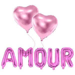 Grabo PACK BALLONS AMOUR + 2 BALLONS COEURS ROSE