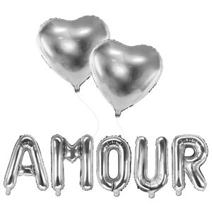 Party Deco PACK BALLONS AMOUR + 2 BALLONS COEURS ARGENT .