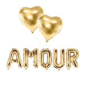 Party Deco PACK BALLONS AMOUR + 2 BALLONS COEURS OR