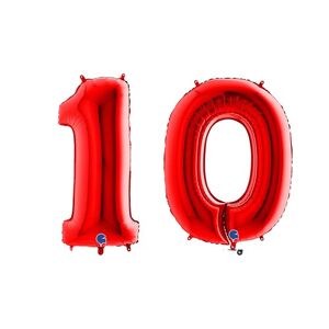 Grabo Ballon Chiffre 10 ans aluminium Rouge 102cm
