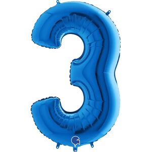 Grabo Ballon anniversaire chiffre 3 Bleu 102cm