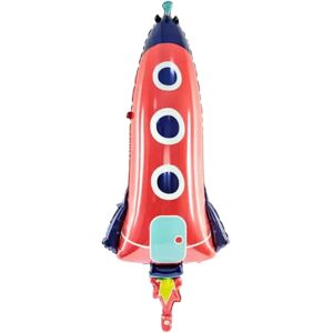 PARTYDECO Ballon Mylar effet Brillant - Fusee Rocket - 44x115cm