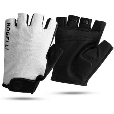Gants de Cyclisme Blancs Rogelli - Respirants, Rembourrés, Réglables - Publicité Gants de Cyclisme Blancs Rogelli - Respirants, Rembourrés, Réglables - Publicité