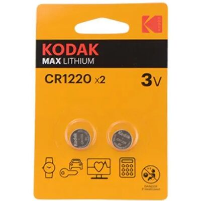 Piles Kodak Lithium Cr1220 (x2) Noir 3 V Unisex - Publicité Piles Kodak Lithium Cr1220 (x2) Noir 3 V Unisex - Publicité