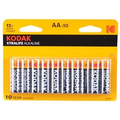 Piles Kodak Lr06 AA Xtralife Alkaline (x10) Noir 1,5 V Unisex - Publicité Piles Kodak Lr06 AA Xtralife Alkaline (x10) Noir 1,5 V Unisex - Publicité