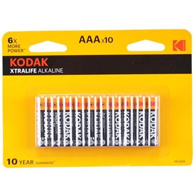 Piles Kodak Lr03 AAA Xtralife Alkaline (x10) Noir 1,5 V Unisex - Publicité Piles Kodak Lr03 AAA Xtralife Alkaline (x10) Noir 1,5 V Unisex - Publicité