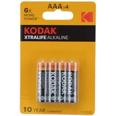 Piles Kodak Lr03 AAA Xtralife Alkaline (x4) Noir 1,5 V Unisex - Publicité Piles Kodak Lr03 AAA Xtralife Alkaline (x4) Noir 1,5 V Unisex - Publicité