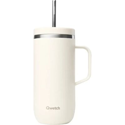 Gobelet isotherme inox avec anse Qwetch Beige 600 ml Unisex - Publicité Gobelet isotherme inox avec anse Qwetch Beige 600 ml Unisex - Publicité